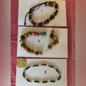 Beaded bracelet / ankle jewelry - 3 - wooden beads, crystal beaded ankle jewelry